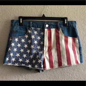 American Flag Jean Shorts
